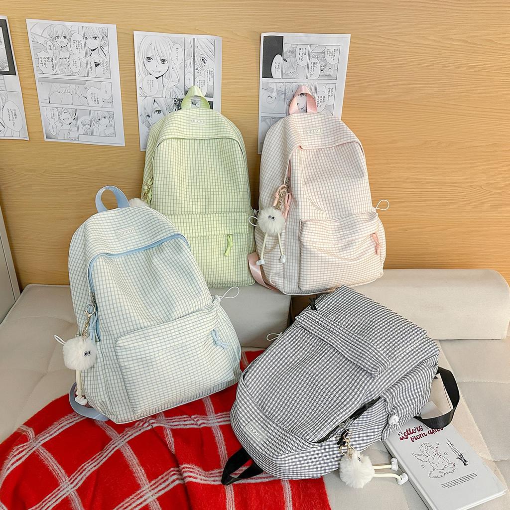 Autumn and Winter New High-Value Plaid Lightweight Student Backpack for Girls, Elementary and Middle School Students, Double Shoulder Bag
