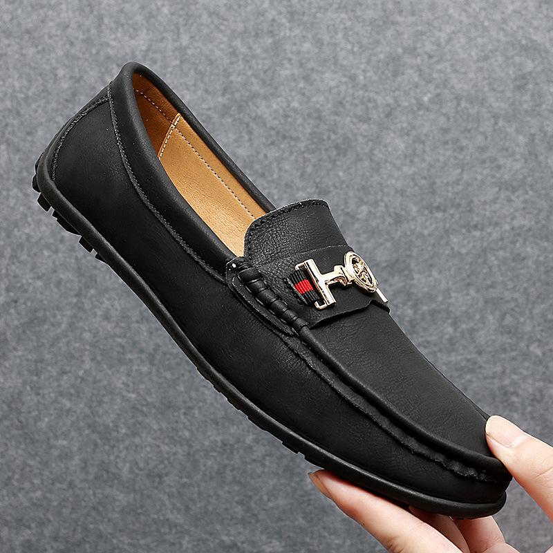 Men s British Style Leather Slip-On Driving Moccasins - Casual & Large Size 42