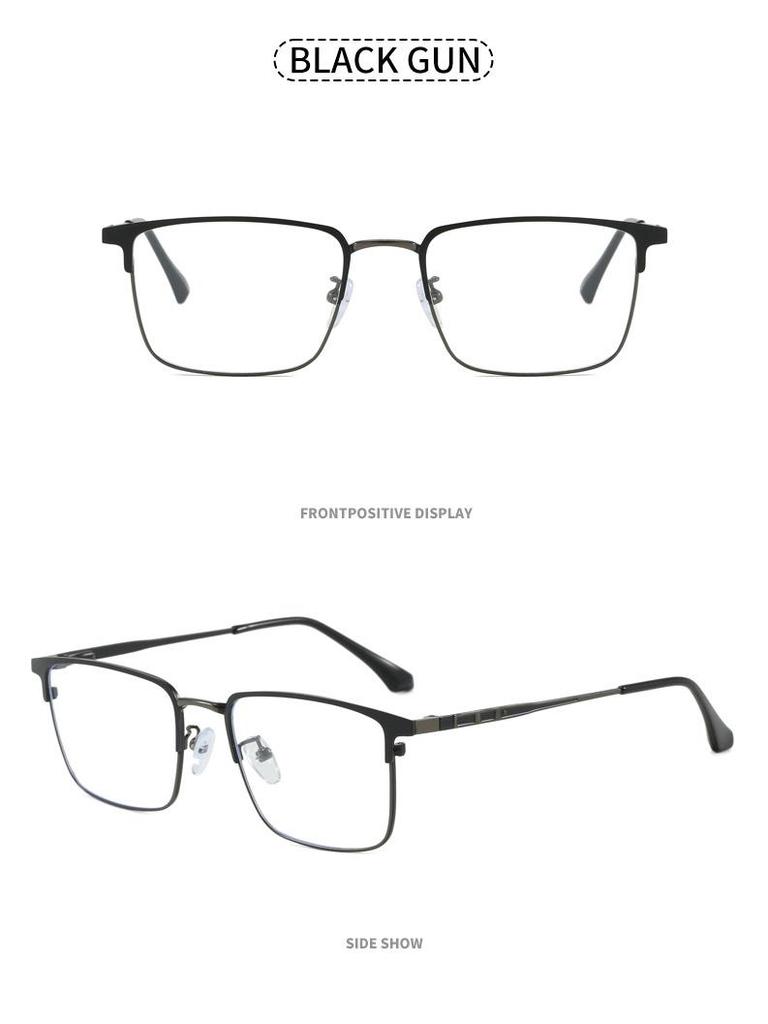 Armação de Óculos Plano Masculina Ultraleve Anti-Luz Azul com Haste de Mola, Pronta para Lentes de Grau para Estilo de Negócios