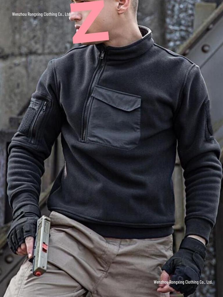 Pánský outdoorový pulovr z fleecu odolný proti chladu: Podzimní/Zimní Teplá Mikina na Zip