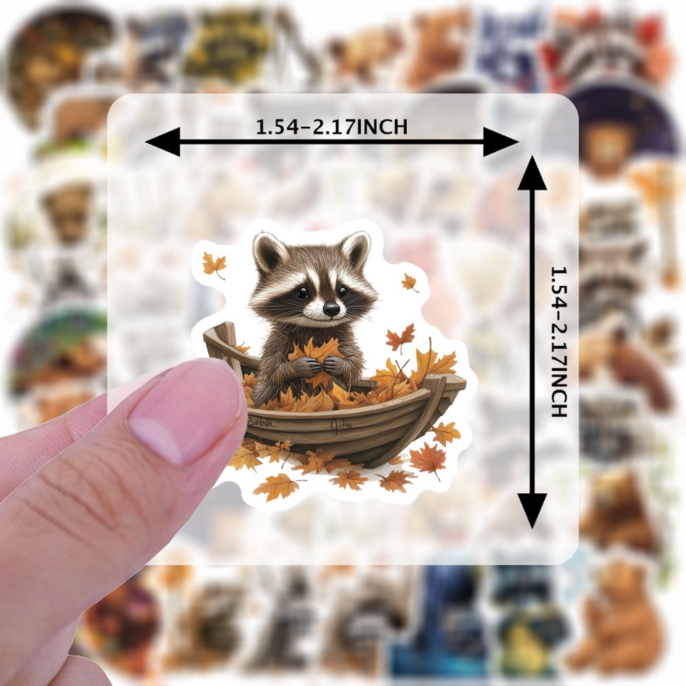 35-200pcs Dorable Raccoon Bear Stickers Cute Childrens Stationery Sticker Teacher Reward Aesthetic Decal Diy Luggage Laptop