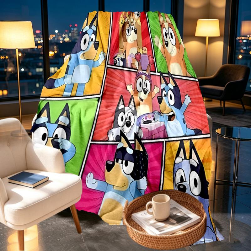 Bluey Print Blanket - Soft & Comfortable, for Bedroom, Travel, Sofa, Home Decoration - Birthday Christmas Gift for Friend