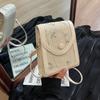 Straw Beach Bag Women Flower Mobile Phe Shouder Bag Summer Small Flip Crossbody Bag for Girls Travel Bohemian Small Square Bag