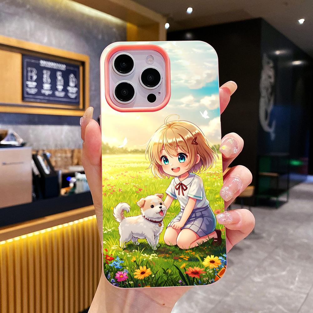 

Girl Dog Puppy Jelly Double layer Pink Mobile Phone Case for iPhone 17 16 15 14 13 12 11 Air Pro Max Plus Protective iPhone 16