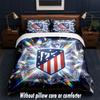 Atletico Madrid Design Bed Bedding Set 1 Duvet Cover + 2 Pillowcases Soft Breathable Household Bed Linens