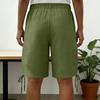 Women's Fashionable Color Elastic Waist Pocket Casual Loose Cotton And Linen Five Quarter Shorts