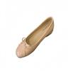 2025 New Spring and Autumn French Fragrance Nude Soft Bottom Light Mouth Four Seasons Evening Bow Flat Sole Single Shoes Women Lightweight