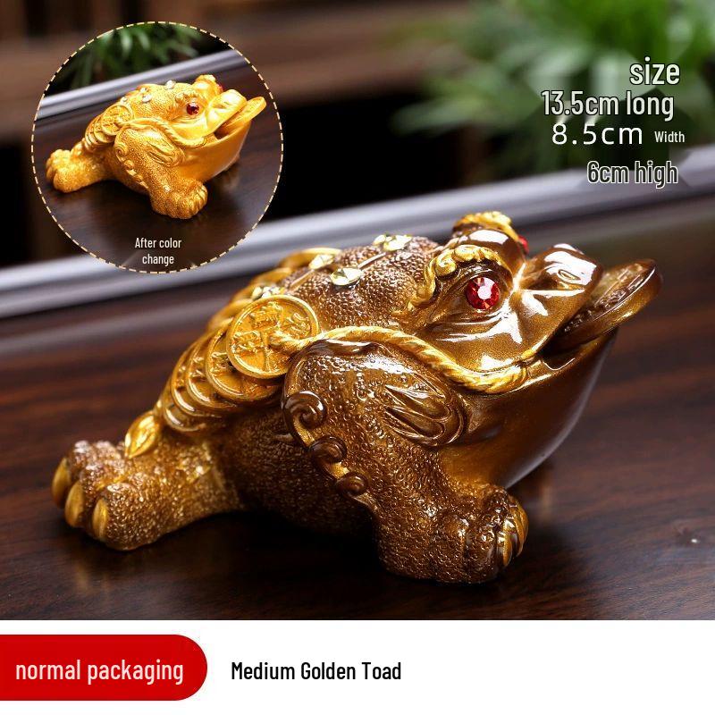 Color-Changing Ceramic Golden Toad Tea Pet
