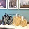 Korean Style Striped Canvas Tote Bag - Large Capacity Shoulder Bag for Women