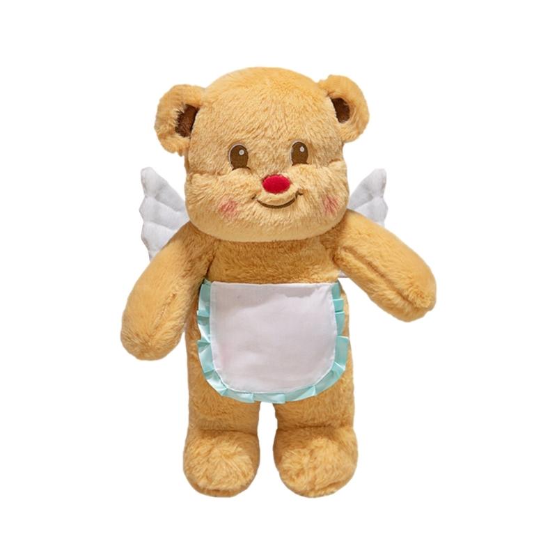 Bear Plush Toy Soft Plush Butter Angelic Bear Cushions with Apron Designs for Comfort Styles Winged Bear Throw Pillow