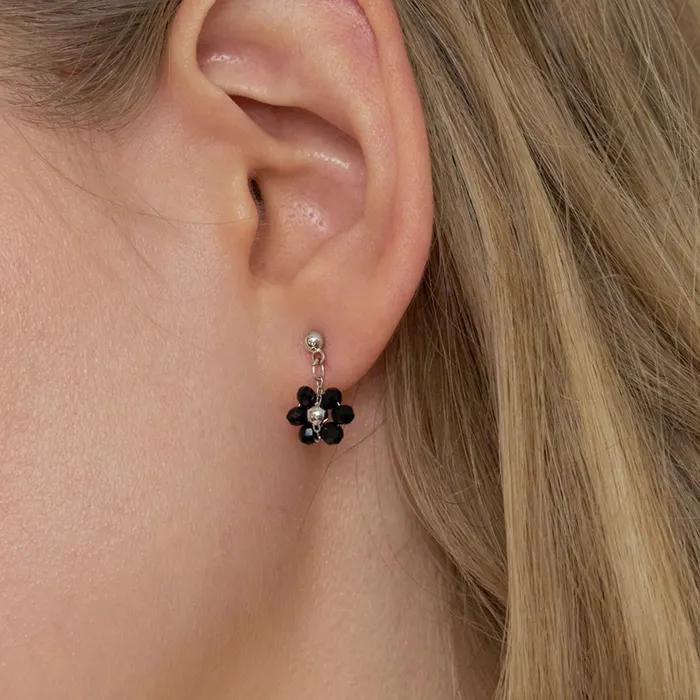 Mini Floral Earrings (BLACK)