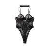 Women's Sexy Patent Leather Spliced Lace Shapewear Bodysuit Black Lace-Up Bust & Waist Cincher One-Piece Shaper