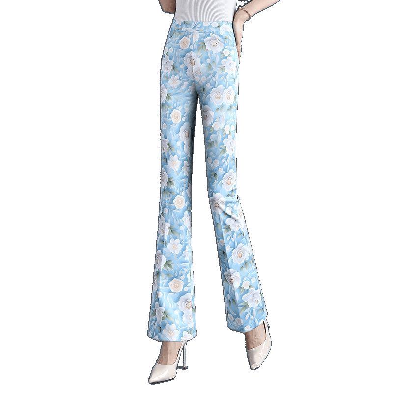 Cuihua Women's Plaid Micro-Flare Pants: Summer Fashion 2025, Slimming, Body-Shaping, and Versatile Elastic Long Pants.