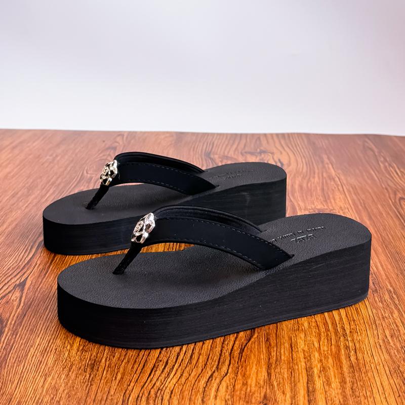 Fashion Shoes Glitter Slides Slippers Flat Women Heels Rubber Flip Flops Platform Fashion Shale Female Beach On A Wedge Jelly High Hawai