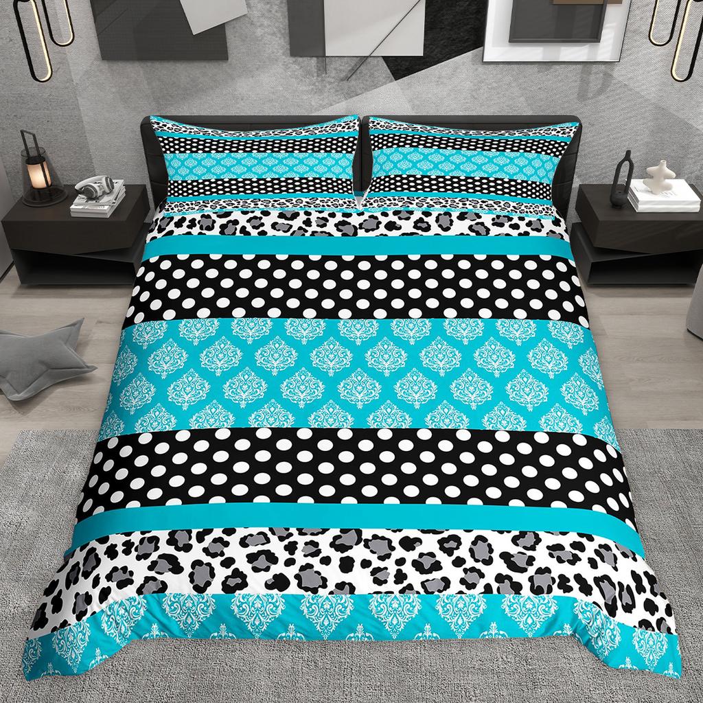 Homewish Chic Leopard Print Duvet Cover Set Animal Printed Comforter Cover Set Wildlife Cheetah Patchwork Bedding Set