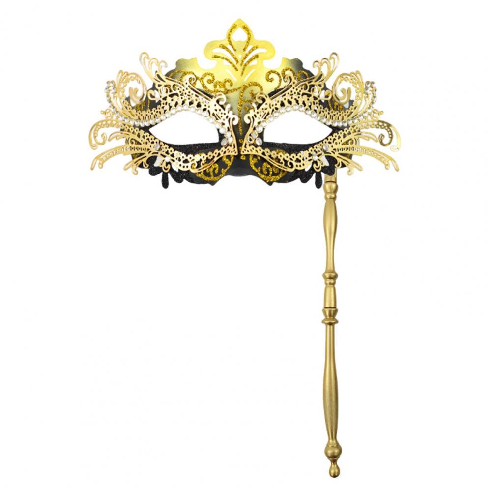 Fancy Dress Party Eyewear Mask Metal Handheld Stick Half Face Venetian Masque Rhinestones Women Mask Prom Ball Masquerade