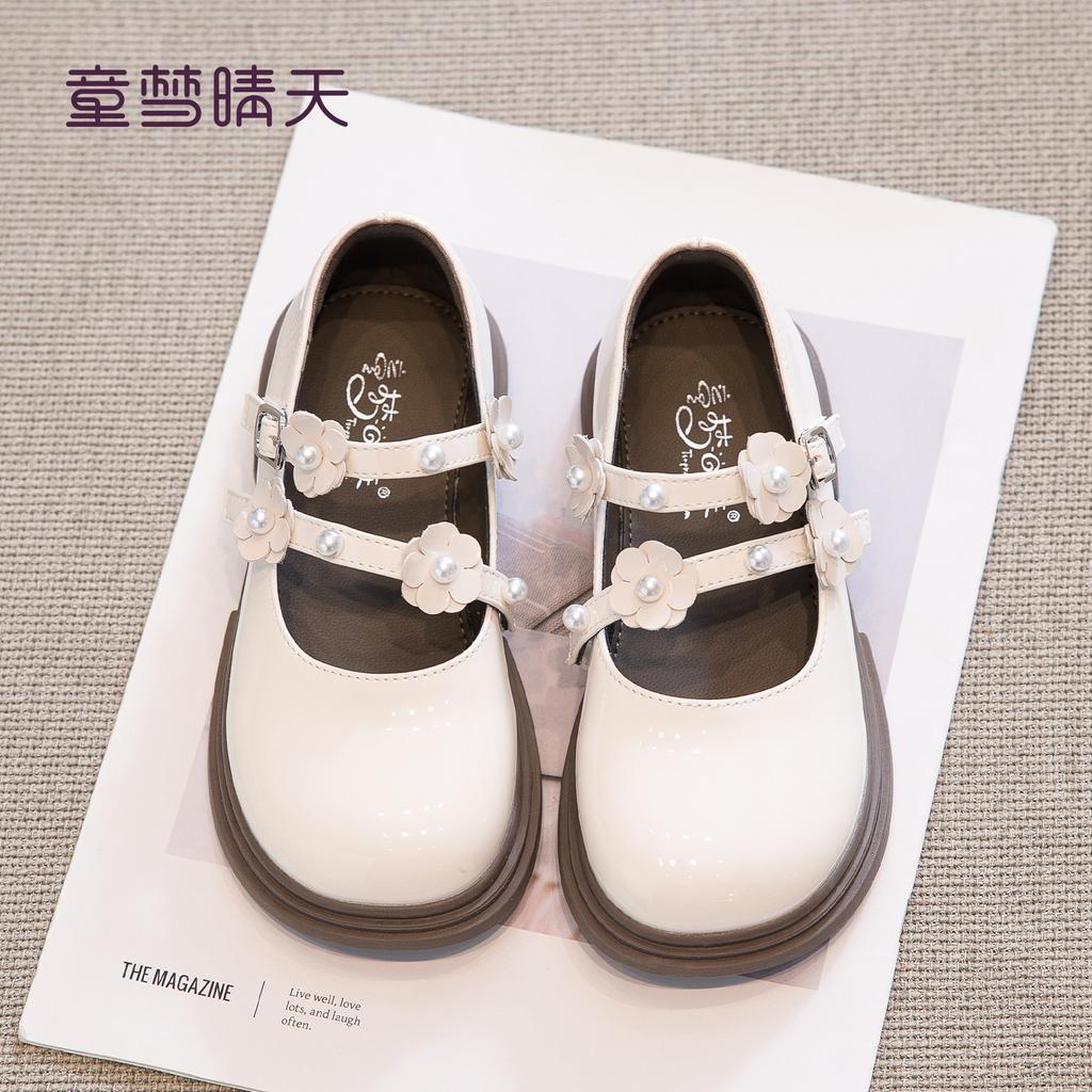 Size 26-37, Girls' Leather Shoes 2025 New Little Girl Foreign Princess Shoes Spring and Summer Soft-soled Single Shoes Mary Jane Black