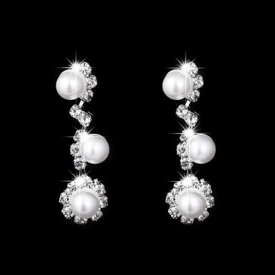 2Pcs/3Pcs Eye-catching Necklace Anti-deform Lightweight Sun Flower Shape Rhinestone Necklace Earrings Bracelet Set for Wedding