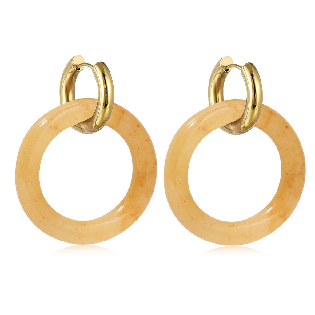 Natural Gemstone Woman Earrings Oversized Hoop Stainless Steel Earrings Wedding Party Jewelry Gifts Women's Fine Jewelry