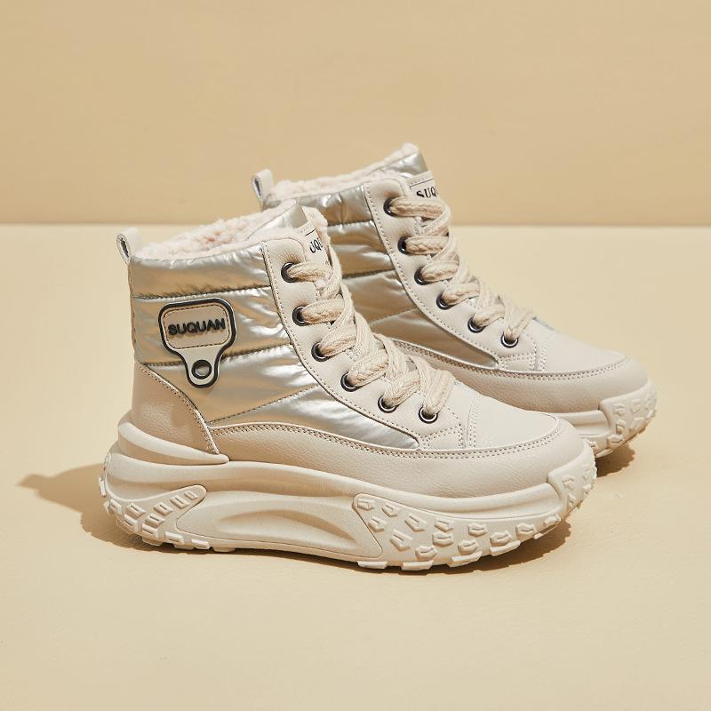 

thick-soled short snow boots women s 2024 winter new velvet thickened warm large cotton shoes high-top casual dad shoes 40 хакі