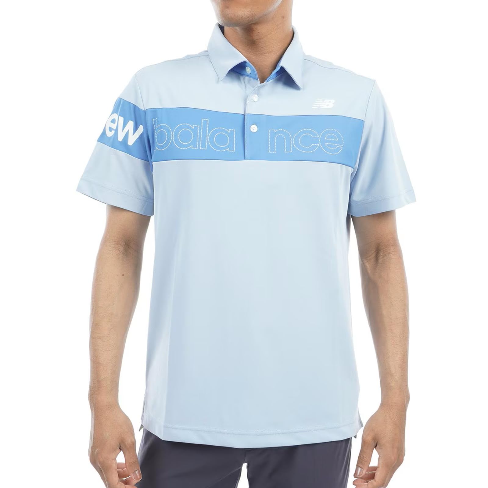 

Мужская футболка-поло с коротким рукавом для гольфа New Balance UV 5 (Эластичность, Теплозащита, Защита, Эластичность) / 012-4168011 112_Синий [L]