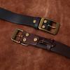 Washed Thickened Retro Matte First Layer Cowhide Belt Men'S Leather Simple Versatile Casual Jeans Copper Buckle Belt
