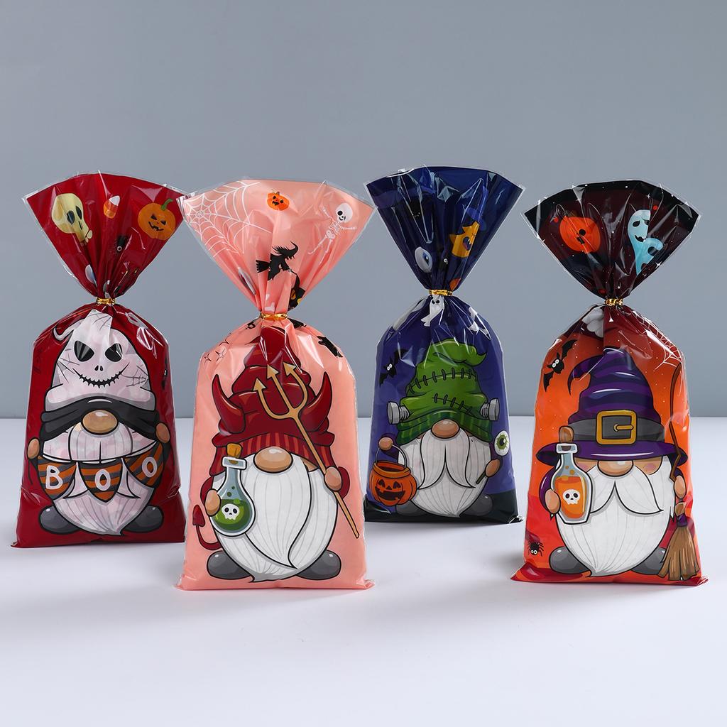 25/50pcs Halloween Ghost Candy Snack Bag Halloween Decoration 2024 Plastic Biscuit Cookies Gift Bag Party Supplies for Kid