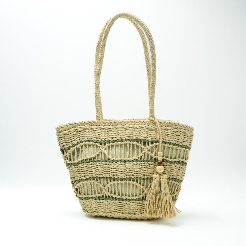 Large capacity shoulder straw woven bag women's versatile high-end hand-woven bag tote bag seaside vacation beach bag