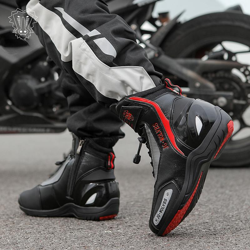 37-46 Męskie/damskie wysokie buty sportowe z prawdziwej skóry Obrotowy przycisk Kolarstwo na świeżym powietrzu Sportowe buty motocyklowe