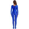 Womens Smooth Long Sleeve Bodystocking Nightwear Solid Color Round Neck Bodysuit Sleepwear