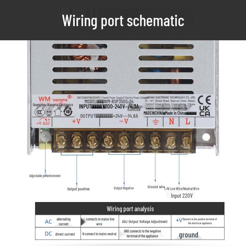 Ultra-thin 24V DC Output RSP Switching Power Supply with PFC, Adjustable Voltage, High Power, Industrial Wide Voltage