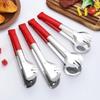 Matpincett i rostfritt stål med röda silikonspetsar