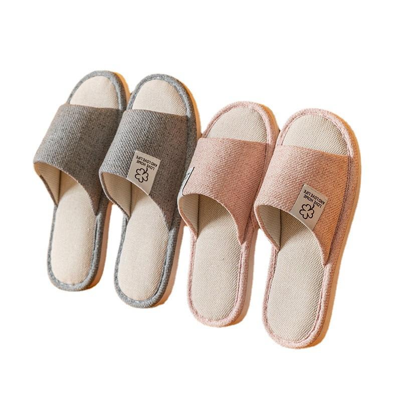 Linen Slippers Women's Spring and Autumn Four Seasons Indoor Household Cotton and Linen Home Non-slip Summer Male Couple