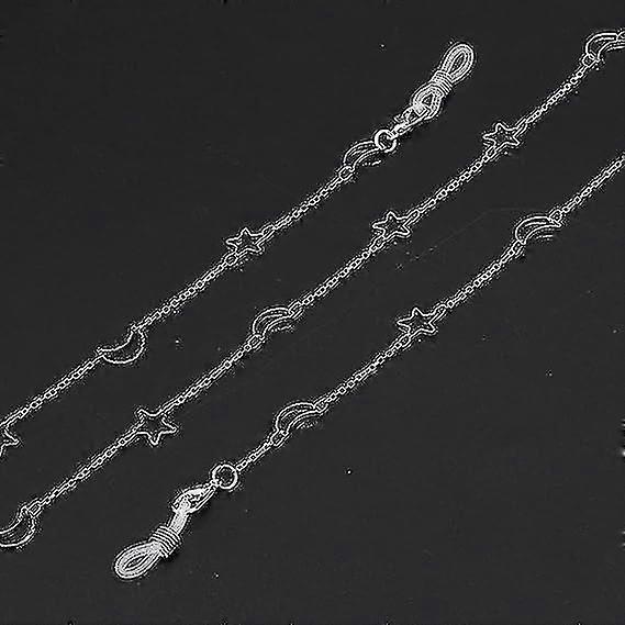 2pcs Glasses Chain Holder (gold And Silver) Reading Glass Rope Lanyard Alloy Glasses Holder Chain Metal Necklace Chain Sunglasses Strap Holder Rubber