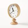 Classic Round Dial Wall Clock with Wooden Base Silent, Accurate Timekeeping, Perfect for Living Room Coffee Table or Bedroom Nightstand,