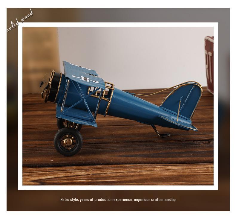 Creative Retro WWII Iron Airplane Model Ornament for Office Decor