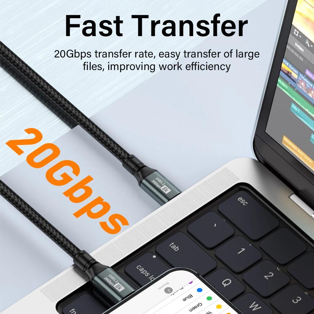 PD100W USB 3.2 20Gbps ThunderBolt 3 kabel typu C na typ C 8K @ 60Hz USB-C datový kabel pro iPhone 15 Pro Max MacBook Samsung 2m 3m