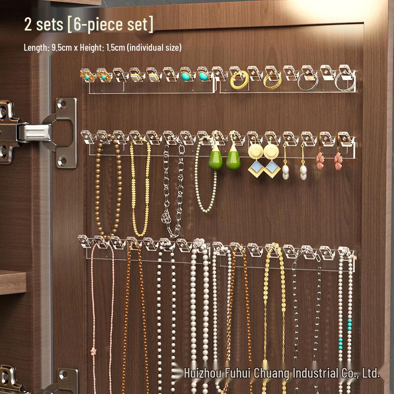 Wall-Mounted Jewelry Rack: Mirror Cabinet Door with Necklace, Bracelet, and Earring Hooks