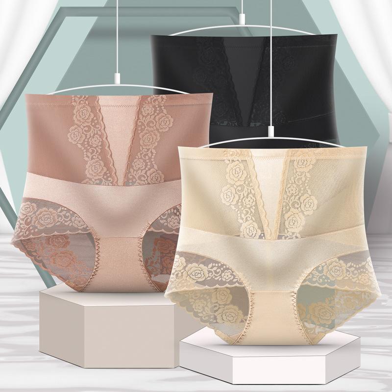 Frauen Spitze Stickerei Blumen Höschen Sexy Hohe Taille Butt Lifter Briefs Gesundheit Bauch Schlank Nahtlose Unterwäsche Plus Größe Knickers