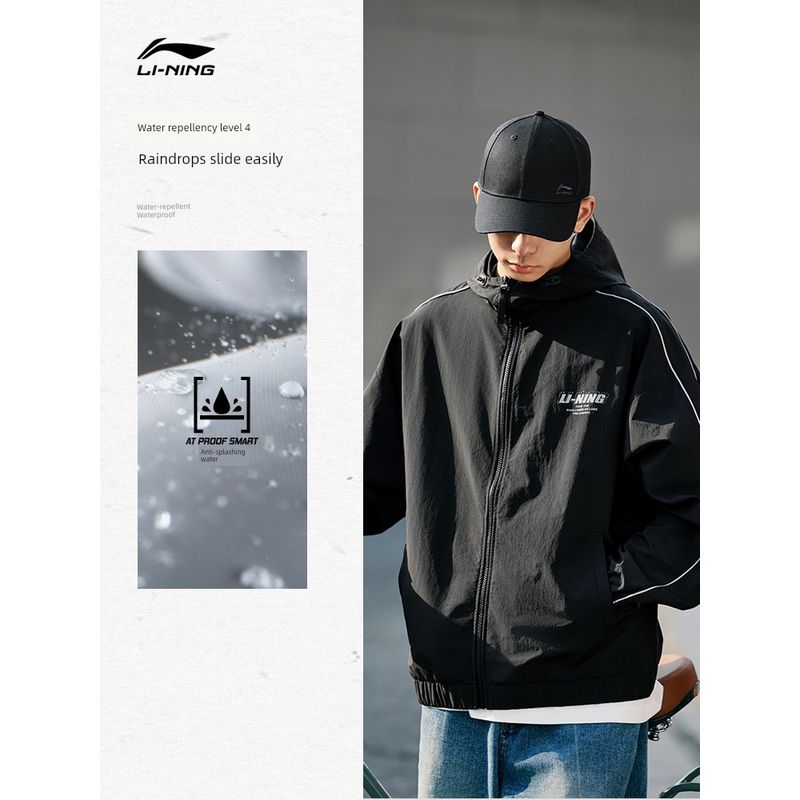 

Li Ning Lotus Leaf Men s and Women s Same Outdoor Camping Trench Coat AFDU695 creamy-white L((Male)/2XL (female))