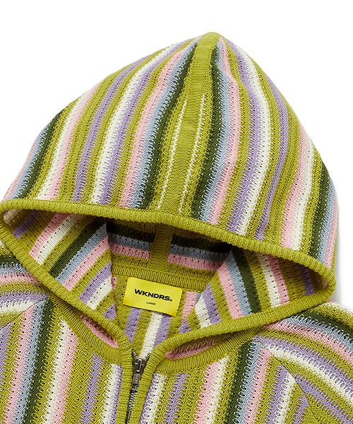 Wkndrs Stripe Knitted Zipup (Green)