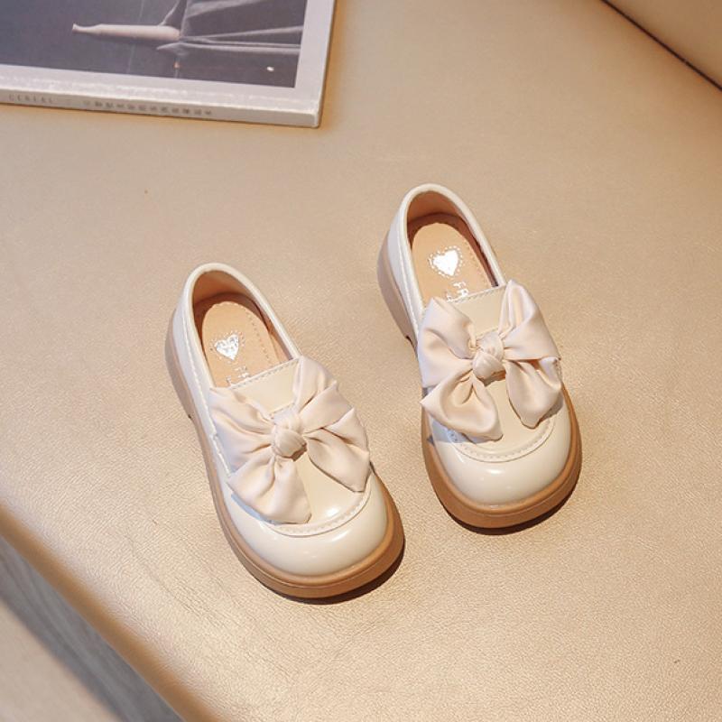 Jarní a podzimní nové holčičí kožené boty korejská verze Holčička Baby Bow Princezna Boty Holčička Mary Jane Single Boty