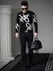 European Casual Round-Neck Sweater for Men 2025 Autumn and Winter New Trendy Geometric Print Knitwear Base Shirt