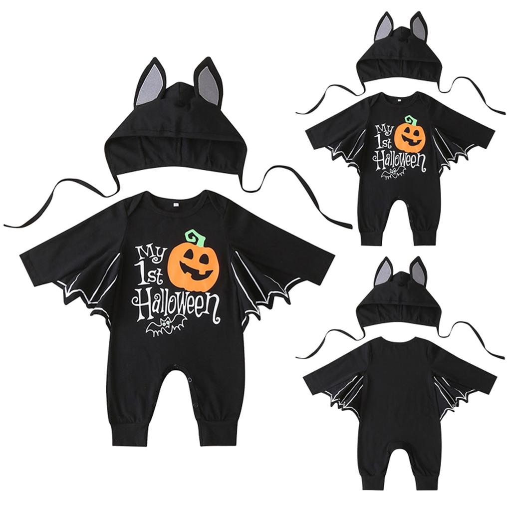 Infant Baby Kids Boys Girls Rumper Set Romper + Hat Imp Halloween