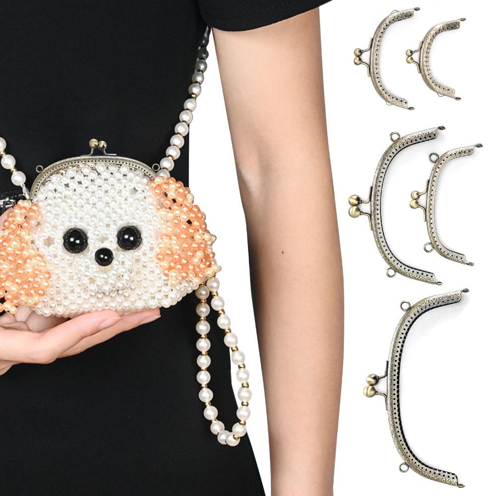 5Pcs Arc Shape Metal Purse Frame Bronze Embossed Clutch Frame  For Wallet Sewing
