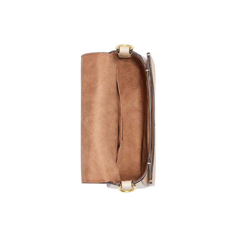 Coach Morgan 20 Snap-fastening Detachable Shoulder Strap Cowhide Saddle Bag Crossbody Shoulder Bag Small Size Women's Light Khaki
