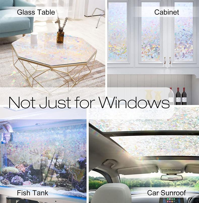 Window Film Privacy 3D Decorative Window Vinyl Static Cling Window Sticker Non-Adhesive Stained Removable Glass Window Decals