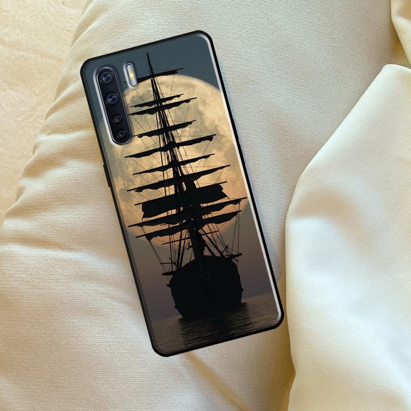 Sailing Pirate Ship Boat Case For Oppo A96 A76 A16 A18 A38 A58 A78 A98 A74 A94 A54 A80 A60 A40 A15 A17 A57 A5 A6 Pro