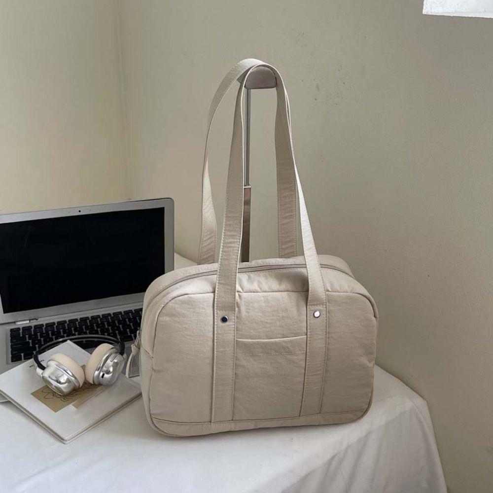 Solid Color Women Shoulder Bag Korean Style Simple Tote Bag Simple Casual Underarm Bag  Girls