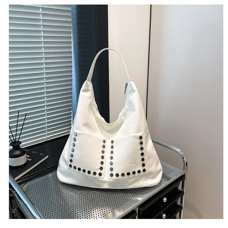 Retro Bag Women's Large-capacity New Summer Versatile Shoulder Shopping Bag Rivet Commuter Tote Bag